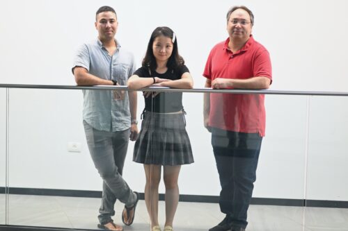 L to R: Assistant Professor Joshua Grolman , Yifan Liao and Associate Professor Charles Diesendruck 